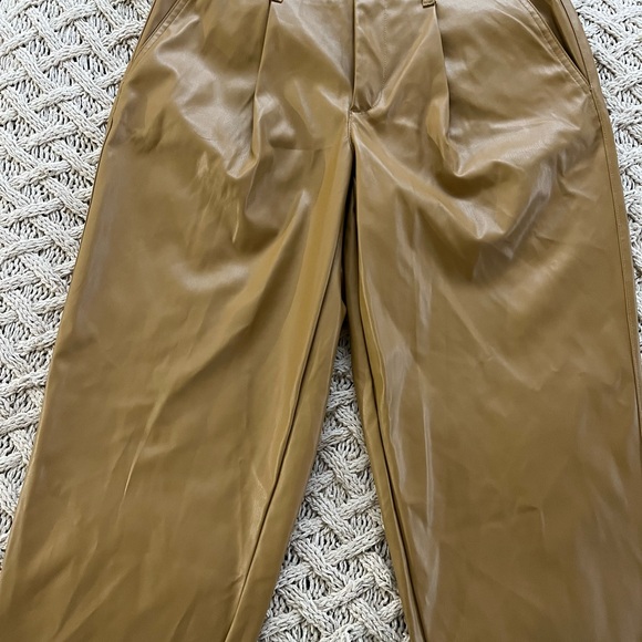 A New Day Brown Pleather Trousers Pants Faux Leather New Tags Size 6 - Picture 5 of 16
